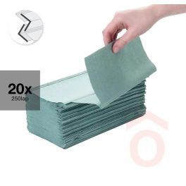 Kéztörlő "V" 1r.x38g 20x250lap 25x21,5cm zöld 