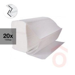   Kéztörlő "V" 2r.x18g 20x150lap 21,5x21,5cm 100% cell.