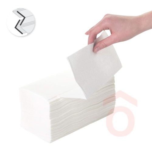 Kéztörlő "V" 2r.x18g 20x150lap 25x21,5cm fehér rec. 