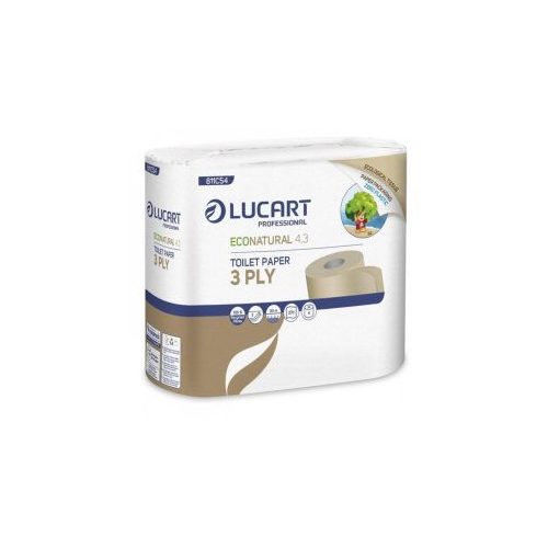 Lucart EcoNatural 4.3 kistekercses toalettpapír, 270lap/tek, 4tek./cs., 14cs./zsugor