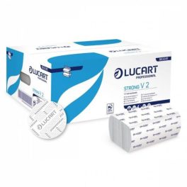   Lucart Strong V2, V hajtott kéztörlő, 2r., cell., 190lap/cs., 20cs./krt.