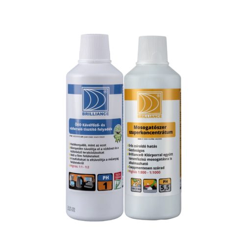 Brilliance Detergent de vase superconcentrat 1 litru + Brilliance ÖKO Curățător pentru aparat de cafea și fierbător de apă 1 litru